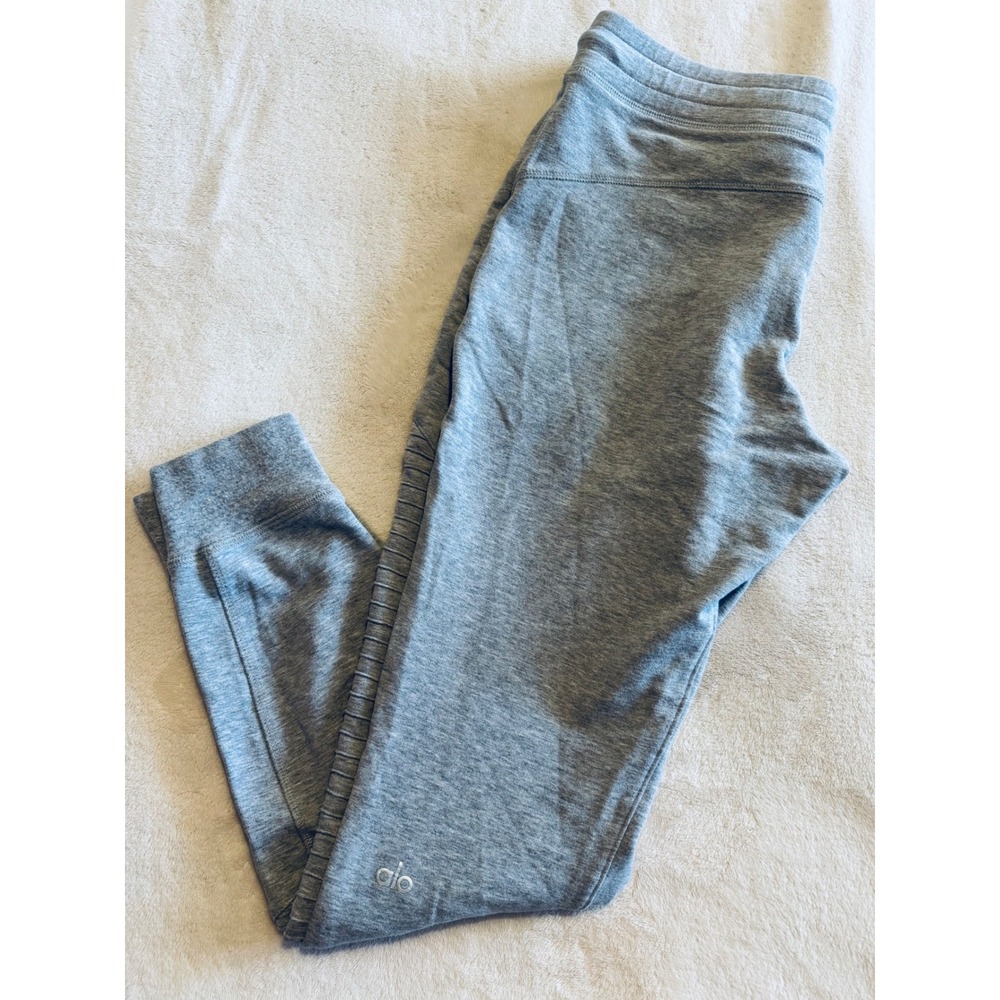 Alo Yoga Moto Jogger Pants Heather Gray Quilted Athleisure Slim Fit Womens Small - Picture 11 of 11